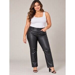 Edgely Women's 14W Black Coated Skinny Jeans Faux Leather Look Pants